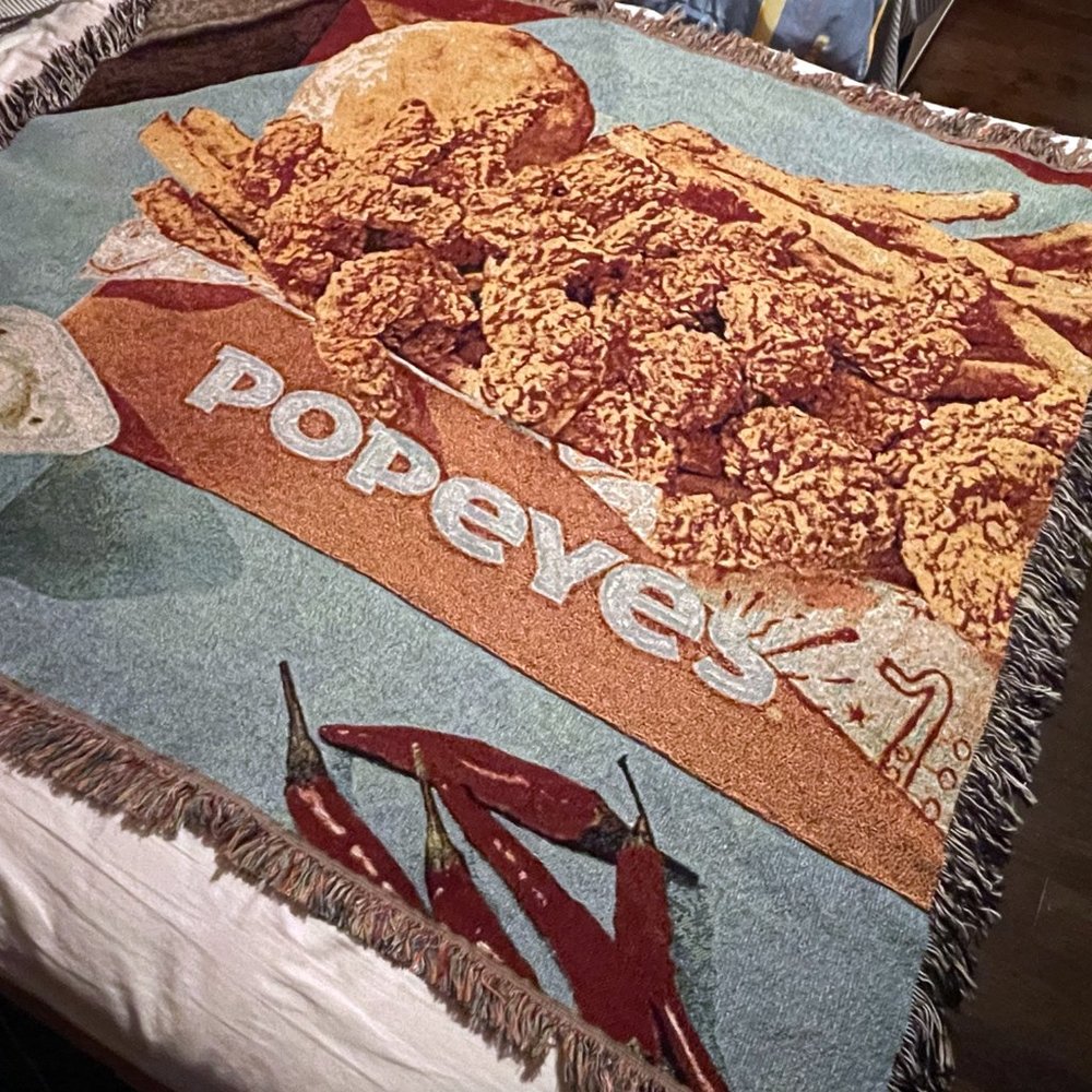 Popeyes Louisiana Kitchen Woven Tapestry Blanket Throw